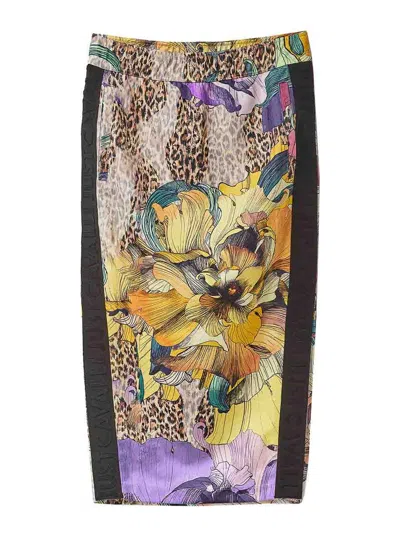 Just Cavalli Flower Print Skirt In Multi