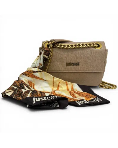 Just Cavalli Foulard Eyelets Women's Natural Leather Shoulder Bag In Other