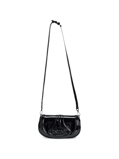Just Cavalli Galaxy Patent-finish Cross Body Bag In Black