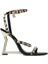 Just Cavalli Geometric-heel Studded Sandals In Brown