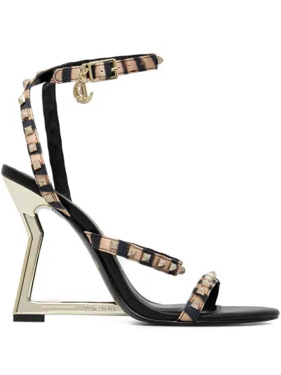 Just Cavalli Geometric-heel Studded Sandals In Brown