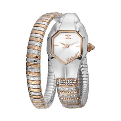Just Cavalli Glam Snake Septagon Silver Dial Ladies Watch Jc1l113m0055 In Two Tone  / Gold Tone / Rose / Rose Gold Tone / Silver