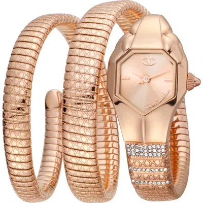 Just Cavalli Glam Snake Wraparound Bracelet Watch, 22mm In Gold