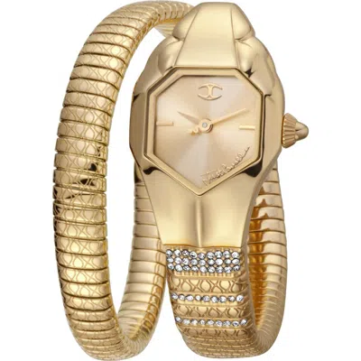 Just Cavalli Glam Snake Wraparound Bracelet Watch, 22mm In Orange