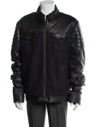 Pre-owned Just Cavalli Goat Leather Jacket In Blue