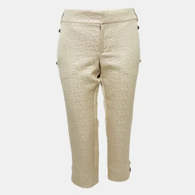 Pre-owned Just Cavalli Gold Jacquard Pants L