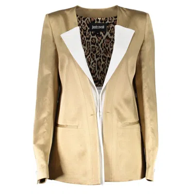 Just Cavalli Gold Linen Women Jacket