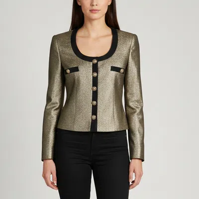 Pre-owned Just Cavalli Gold Lurex Knit Button Front Blazer S
