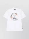 Just Cavalli Graphic Print Crew Neck Short Sleeve T-shirt In White