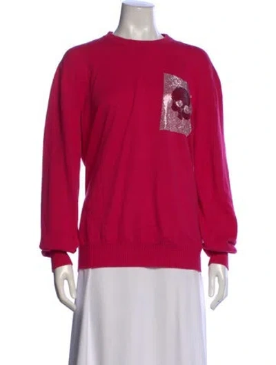 Pre-owned Just Cavalli Graphic Print Crew Neck Sweater In Pink