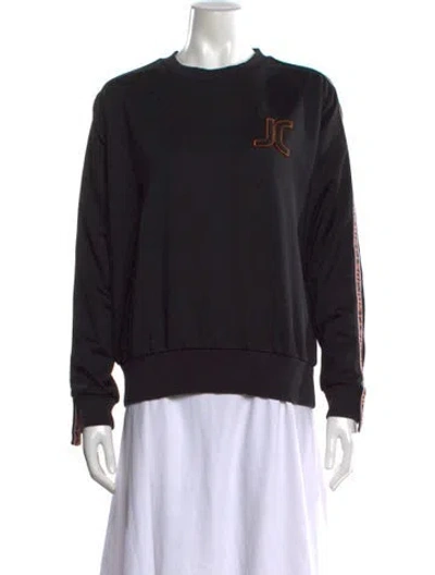 Pre-owned Just Cavalli Graphic Print Crew Neck Sweatshirt In Black