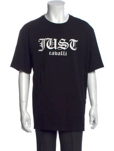 Pre-owned Just Cavalli Graphic Print Crew Neck T-shirt In Black