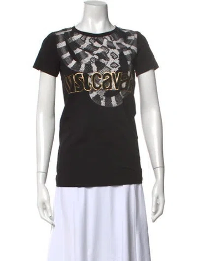 Pre-owned Just Cavalli Graphic Print Crew Neck T-shirt In Black