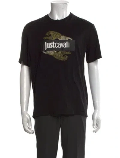 Pre-owned Just Cavalli Graphic Print Crew Neck T-shirt In Black