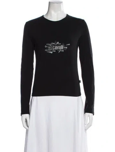 Pre-owned Just Cavalli Graphic Print Crew Neck T-shirt In Black