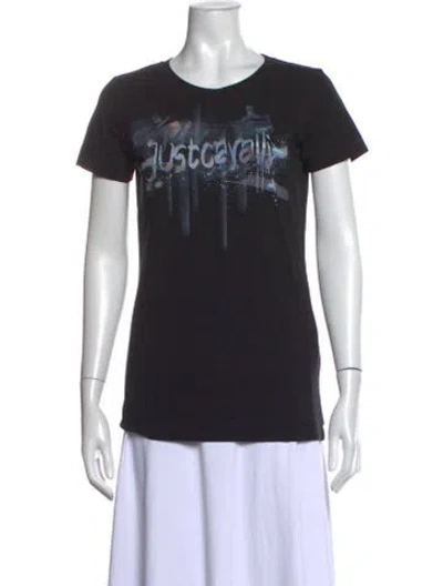 Pre-owned Just Cavalli Graphic Print Crew Neck T-shirt In Black