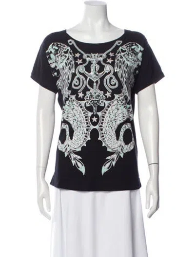 Pre-owned Just Cavalli Graphic Print Crew Neck T-shirt In Blue