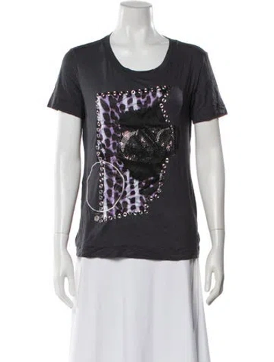 Pre-owned Just Cavalli Graphic Print Crew Neck T-shirt In Gray