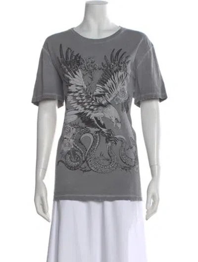 Pre-owned Just Cavalli Graphic Print Crew Neck T-shirt In Gray