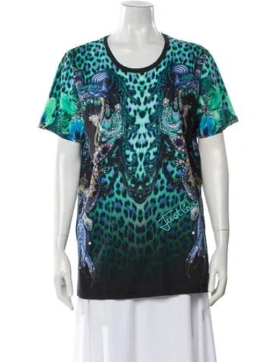 Pre-owned Just Cavalli Graphic Print Crew Neck T-shirt In Multi