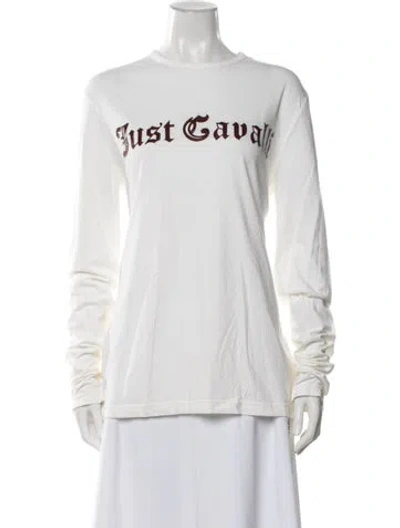 Pre-owned Just Cavalli Graphic Print Crew Neck T-shirt In Neutral