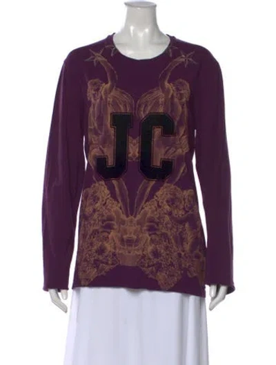 Pre-owned Just Cavalli Graphic Print Crew Neck T-shirt In Purple