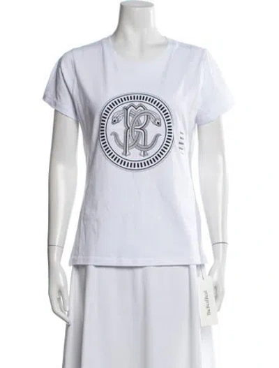 Pre-owned Just Cavalli Graphic Print Crew Neck T-shirt W/ Tags In White