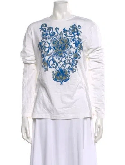 Pre-owned Just Cavalli Graphic Print Crew Neck T-shirt In White