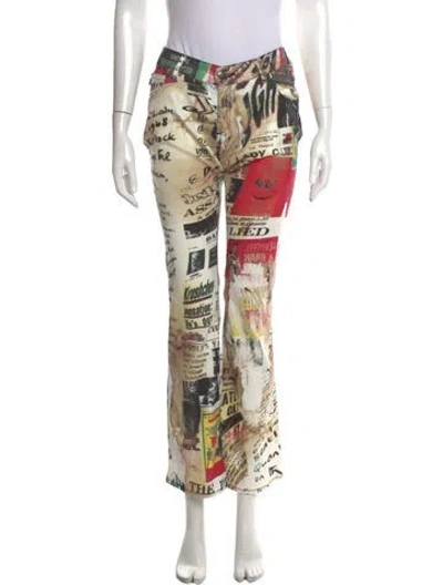 Pre-owned Just Cavalli Graphic Print Flared Pants In Neutral