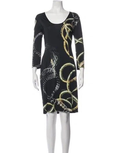 Pre-owned Just Cavalli Graphic Print Knee-length Dress In Blue