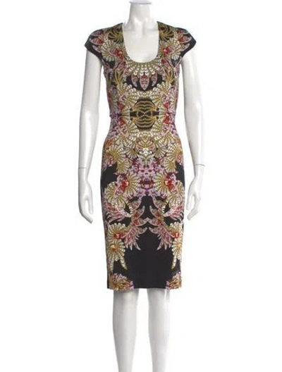 Pre-owned Just Cavalli Graphic Print Knee-length Dress W/ Tags In Black