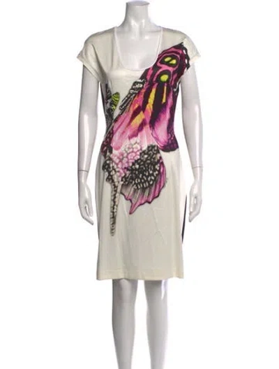 Pre-owned Just Cavalli Graphic Print Knee-length Dress In White