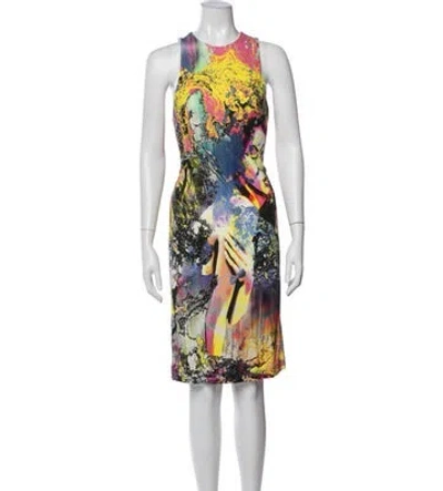 Pre-owned Just Cavalli Graphic Print Knee-length Dress In Yellow