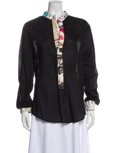 Pre-owned Just Cavalli Graphic Print Long Sleeve Blouse In Gray