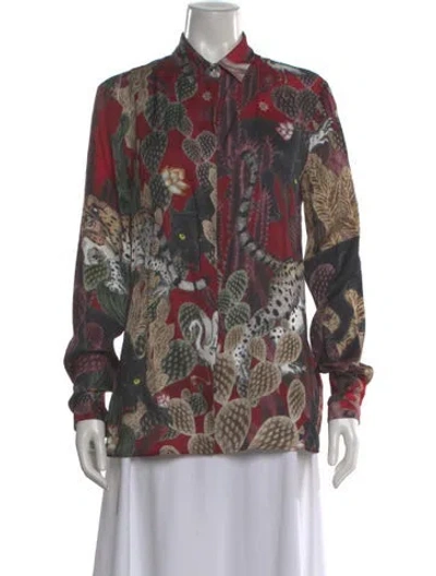 Pre-owned Just Cavalli Graphic Print Long Sleeve Blouse In Multi