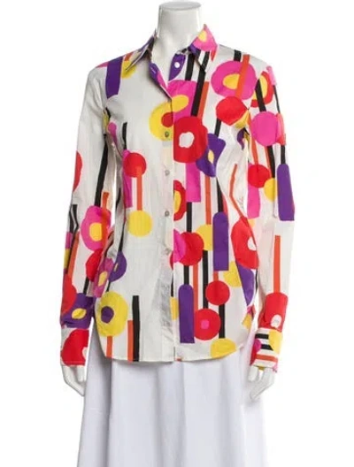 Pre-owned Just Cavalli Graphic Print Long Sleeve Button-up Top In Multi