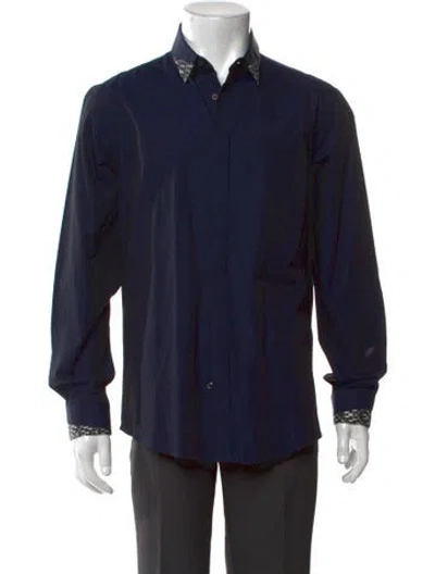 Pre-owned Just Cavalli Graphic Print Long Sleeve Dress Shirt In Blue