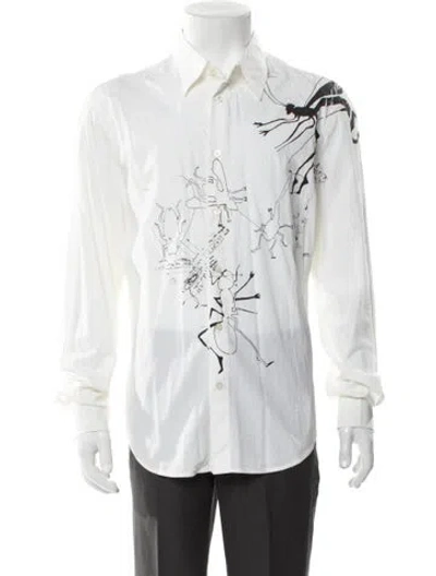 Pre-owned Just Cavalli Graphic Print Long Sleeve Dress Shirt In White