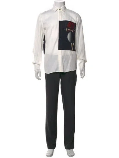 Pre-owned Just Cavalli Graphic Print Long Sleeve Dress Shirt In White