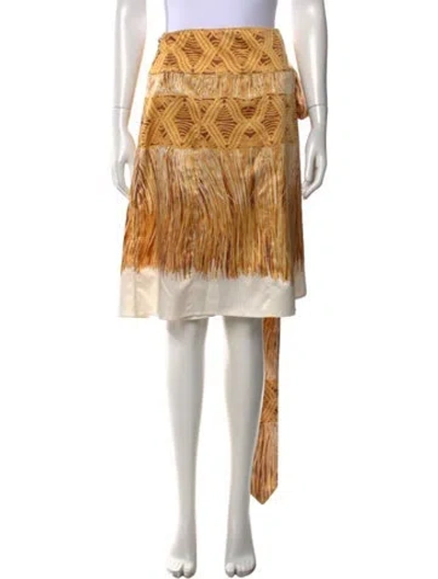 Pre-owned Just Cavalli Graphic Print Midi Length Skirt In Gold