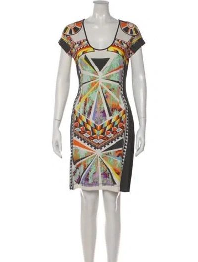 Pre-owned Just Cavalli Graphic Print Mini Dress In Black