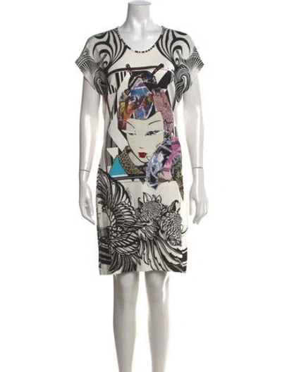 Pre-owned Just Cavalli Graphic Print Mini Dress In Black