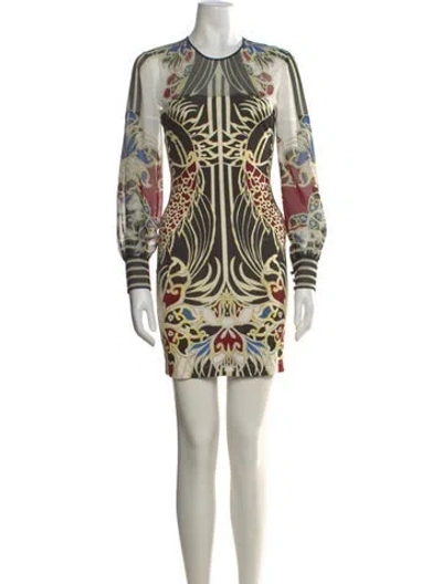 Pre-owned Just Cavalli Graphic Print Mini Dress In Neutral