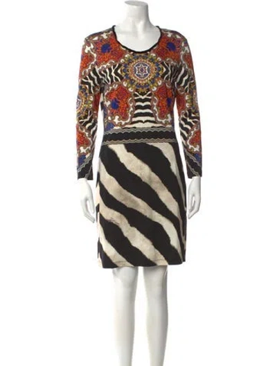 Pre-owned Just Cavalli Graphic Print Mini Dress In Neutrals