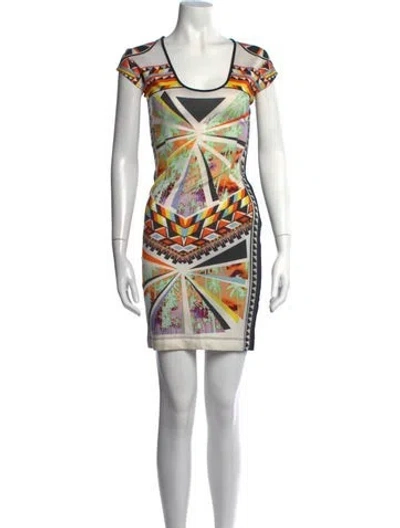 Pre-owned Just Cavalli Graphic Print Mini Dress In Neutrals