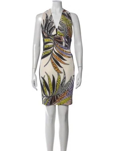 Pre-owned Just Cavalli Graphic Print Mini Dress In White