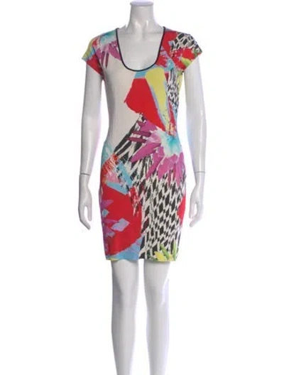 Pre-owned Just Cavalli Graphic Print Mini Dress In White