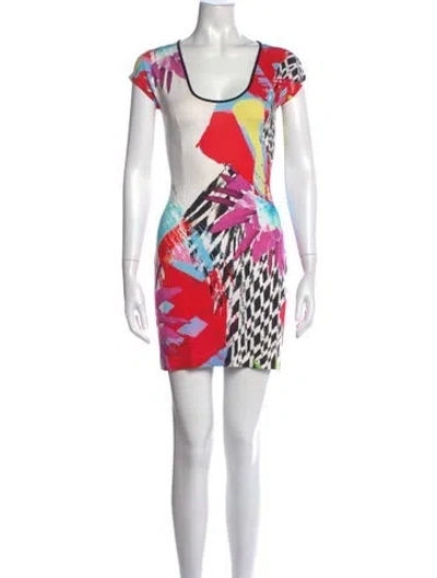 Pre-owned Just Cavalli Graphic Print Mini Dress In White