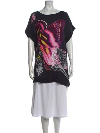 Pre-owned Just Cavalli Graphic Print Scoop Neck Top In Purple