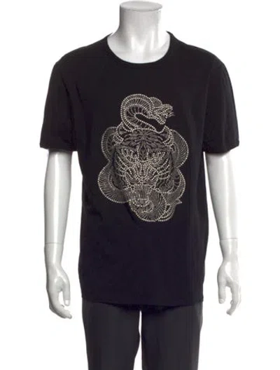 Pre-owned Just Cavalli Graphic Print Scoop Neck T-shirt In Black